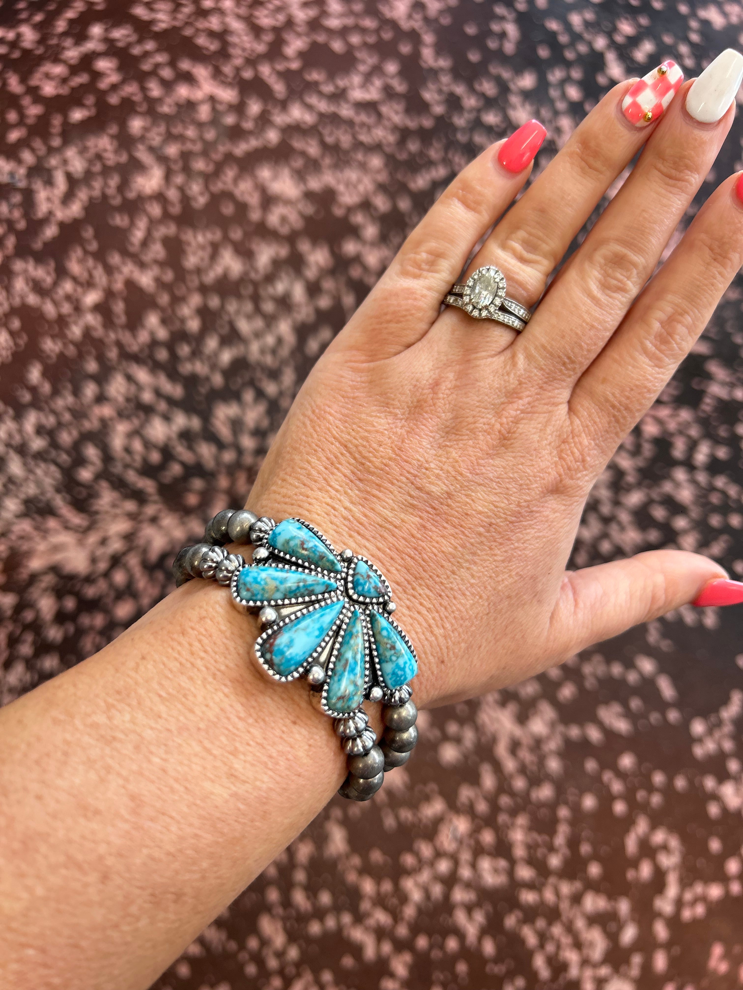 Western Hand Stone Stretch Bracelet