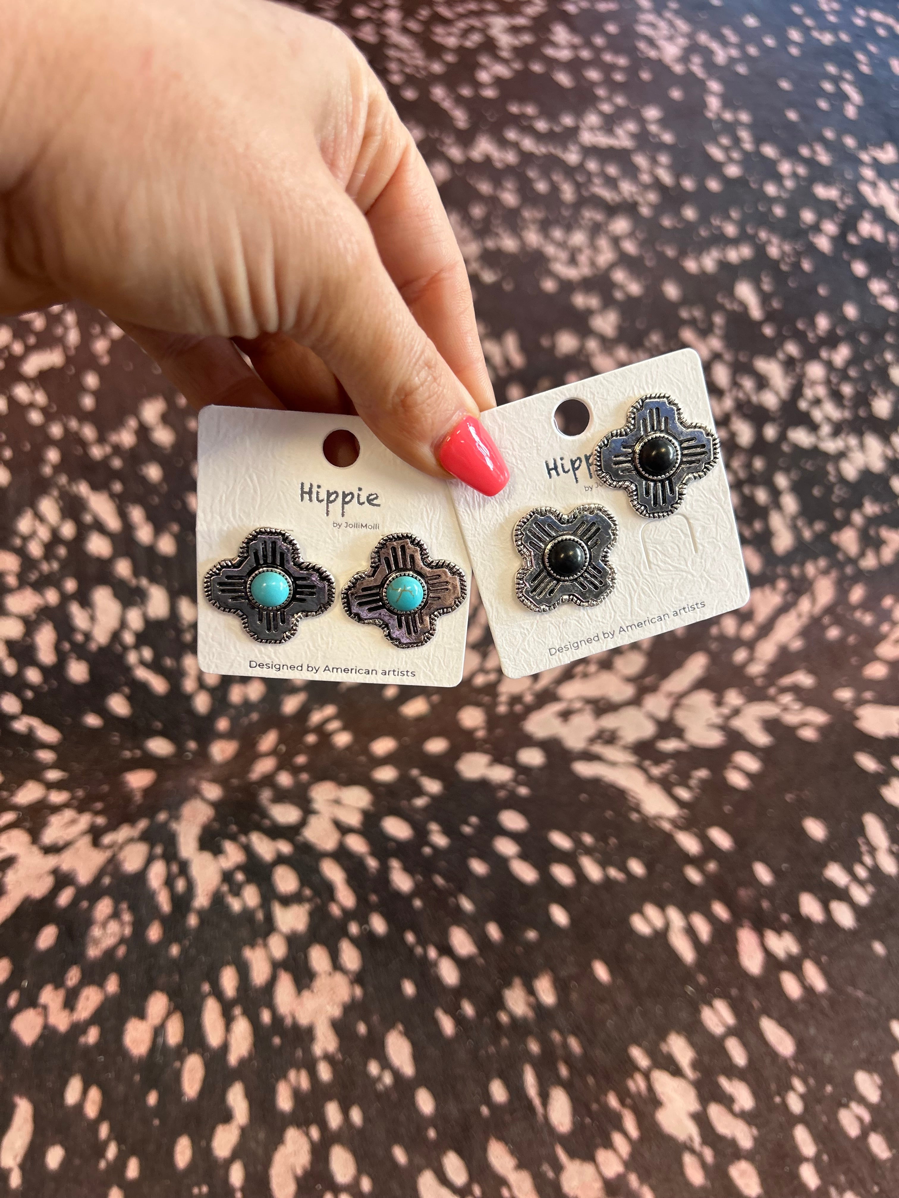 Aztec Engraved Stud Earrings