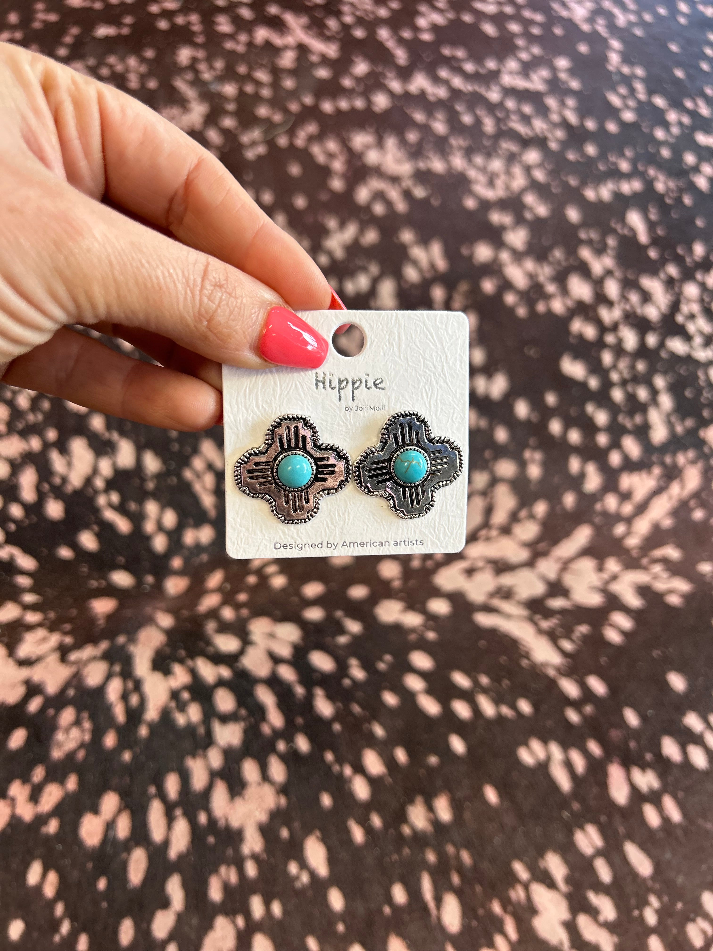 Aztec Engraved Stud Earrings