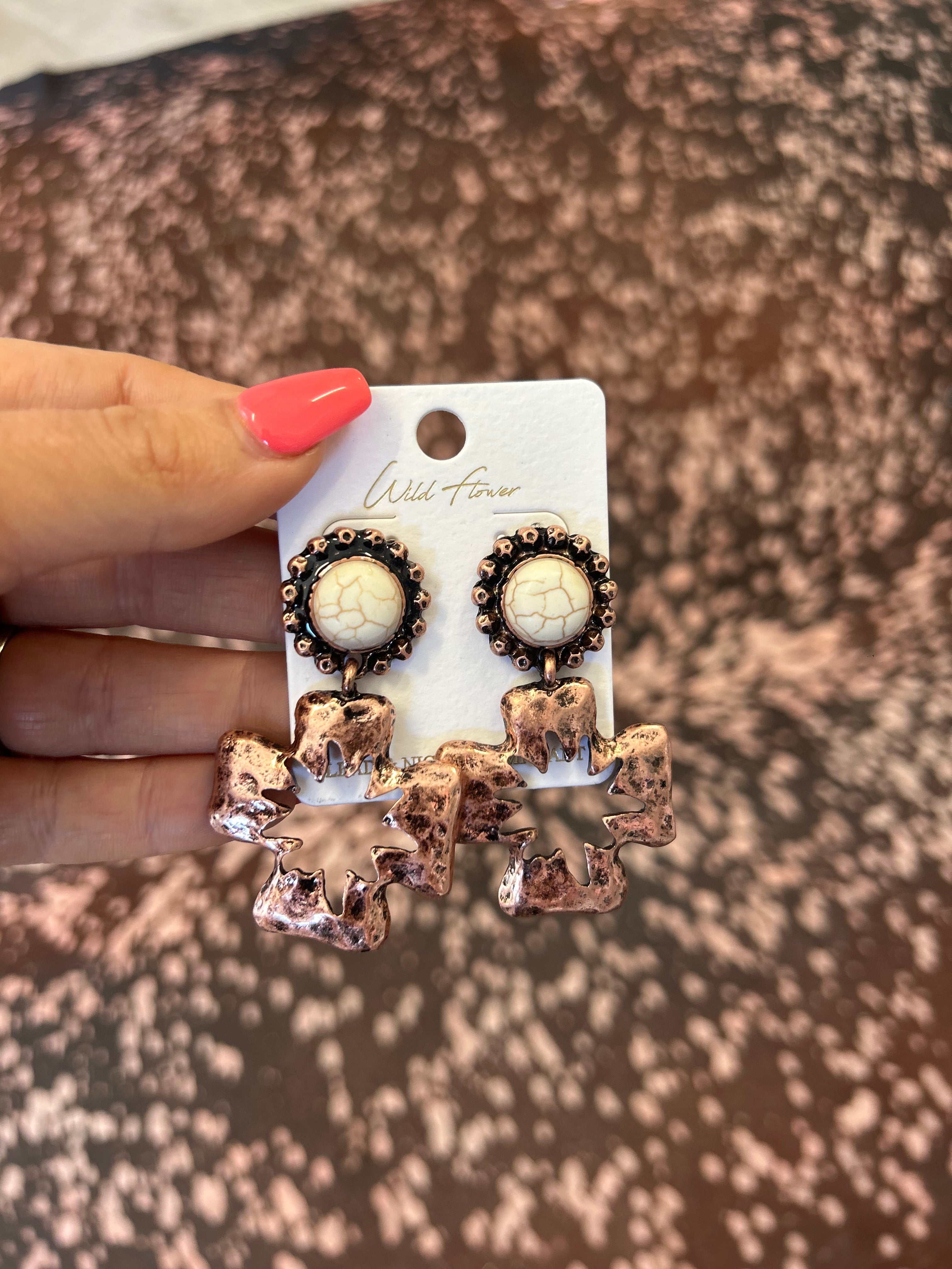 Cross Stone Stud Earrings