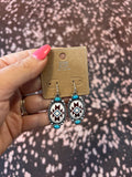 Aztec Print Stone Dangle Earrings