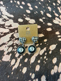8 Ball Checker Stud Earrings