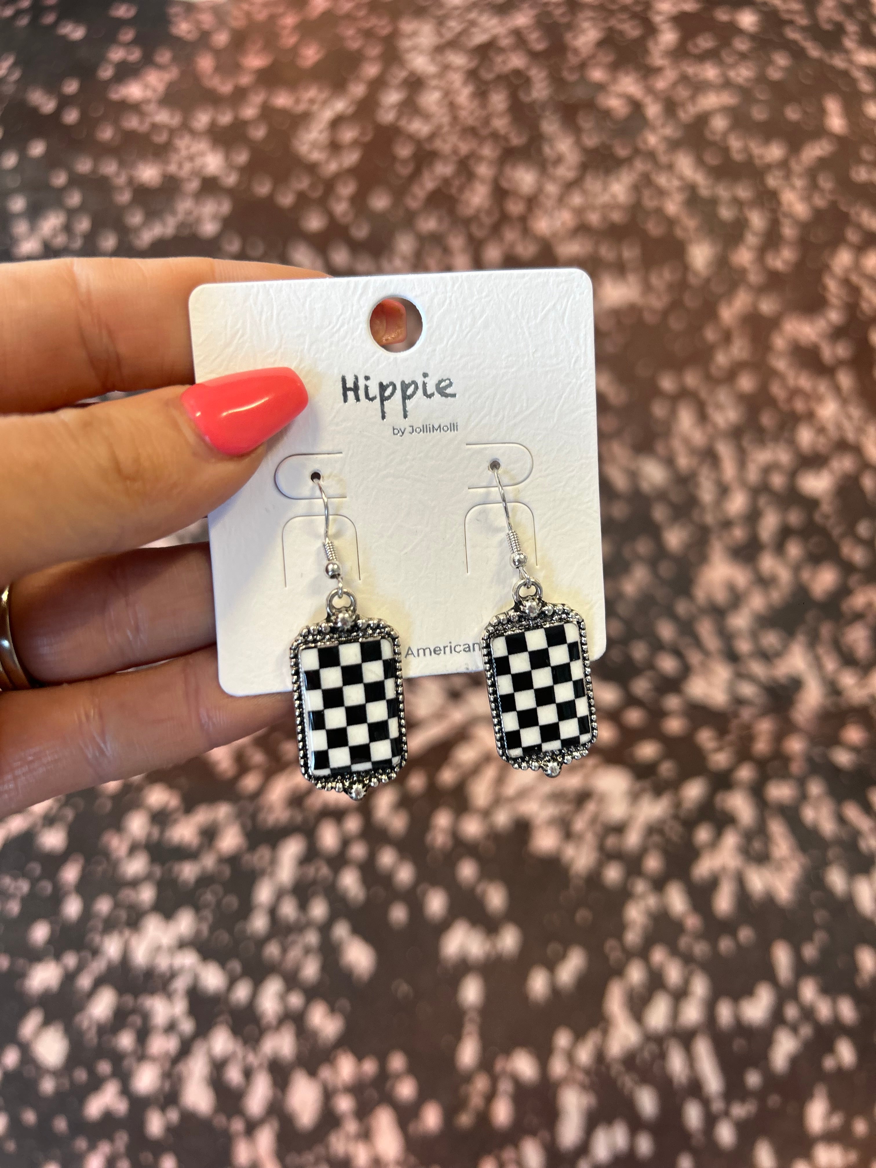 Checker Rectangle Earrings