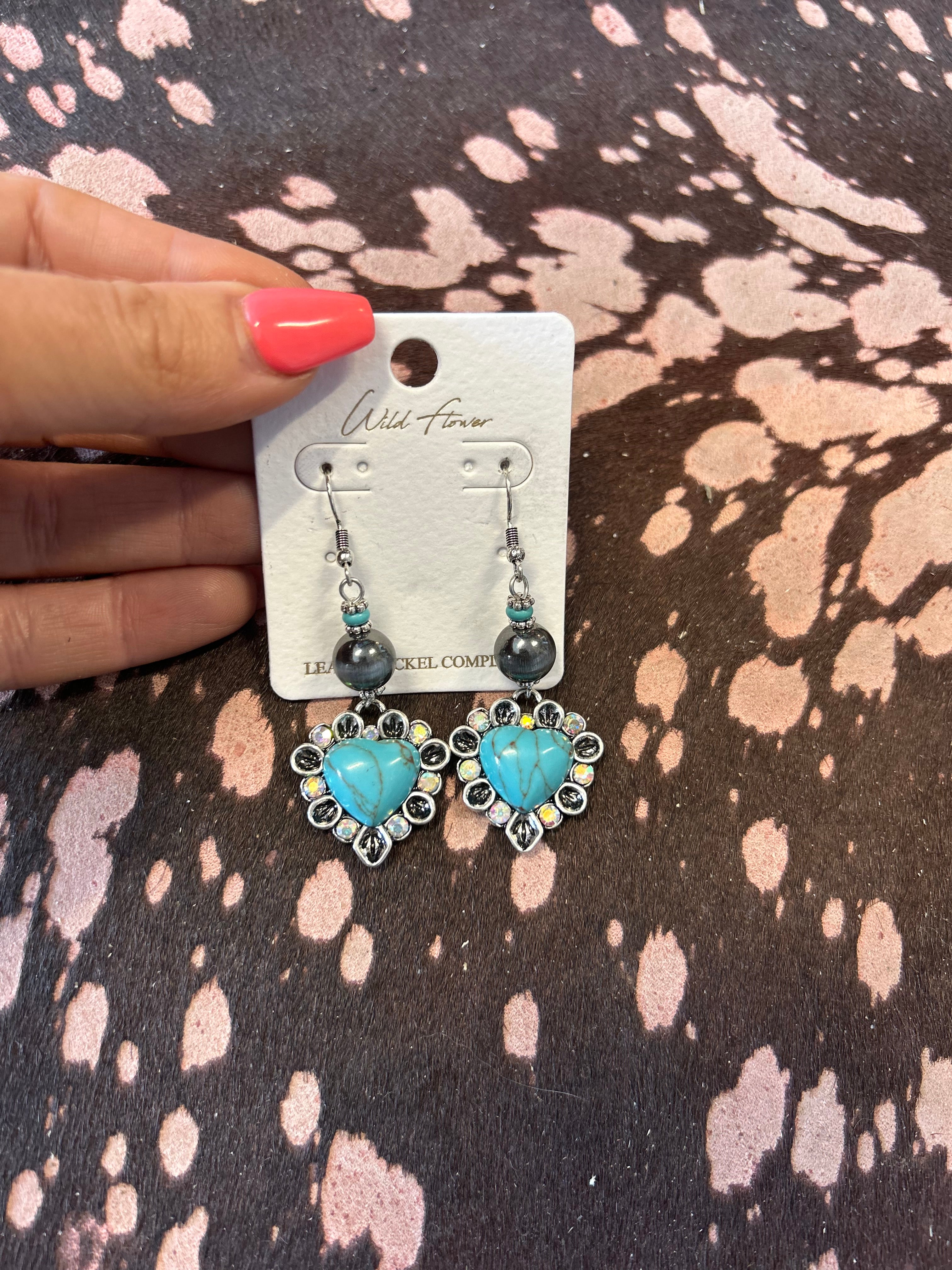 Western Heart Stone Earrings