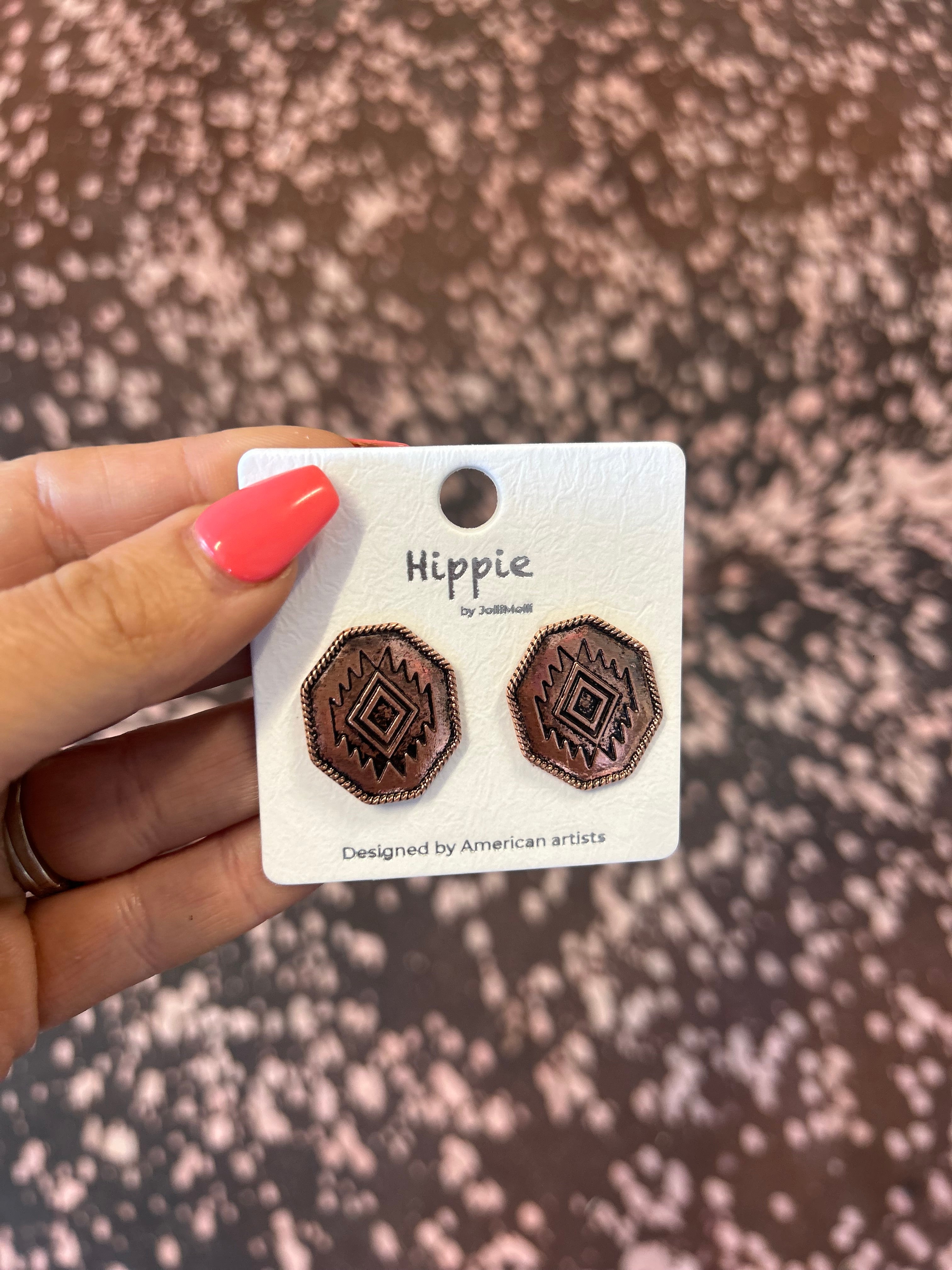 Aztec Engraving Stud Earrings