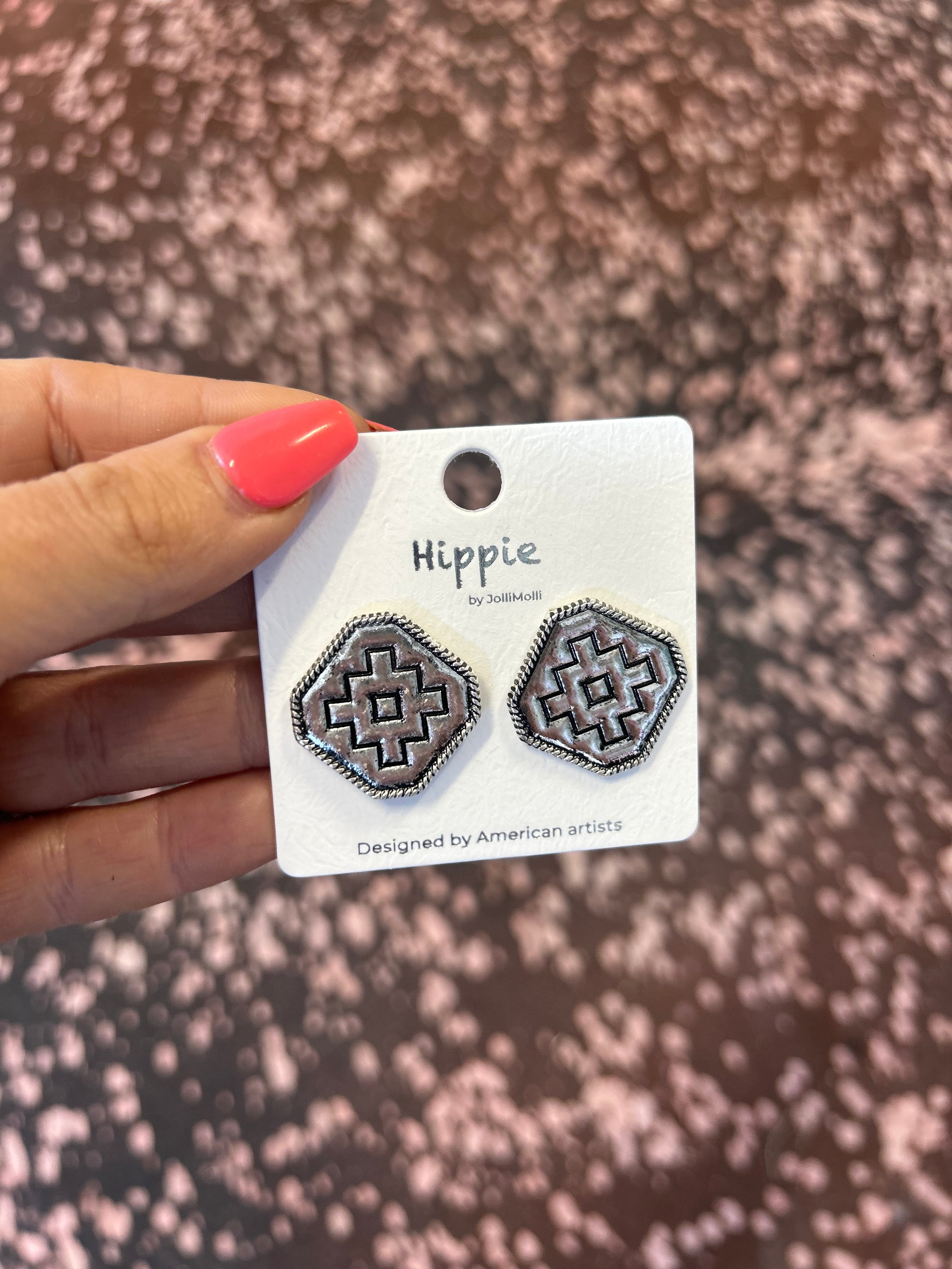 Aztec Engraving Stud Earrings