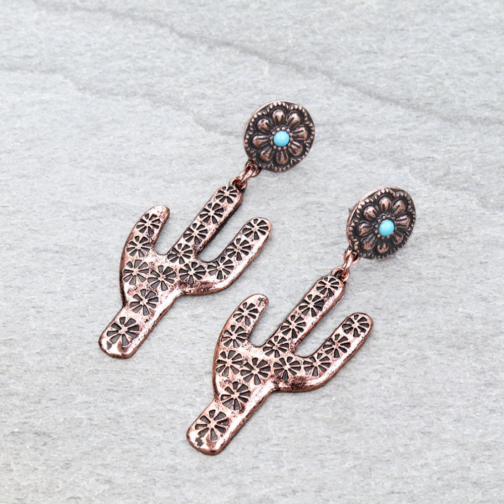 Textured Cactus Stud Earrings