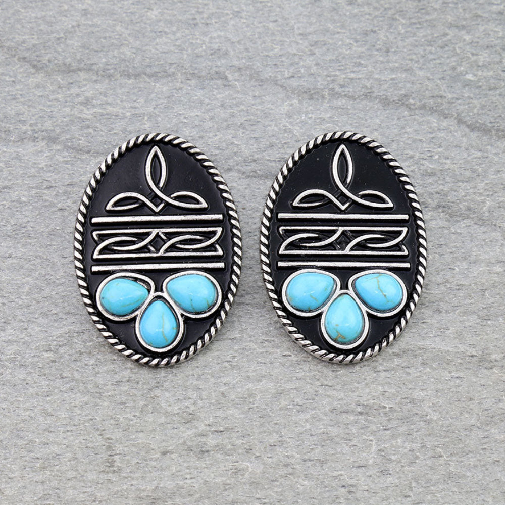 Boot Stitch Oval Studs