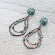 Barbed Wire Teardrop Concho Stud Earrings