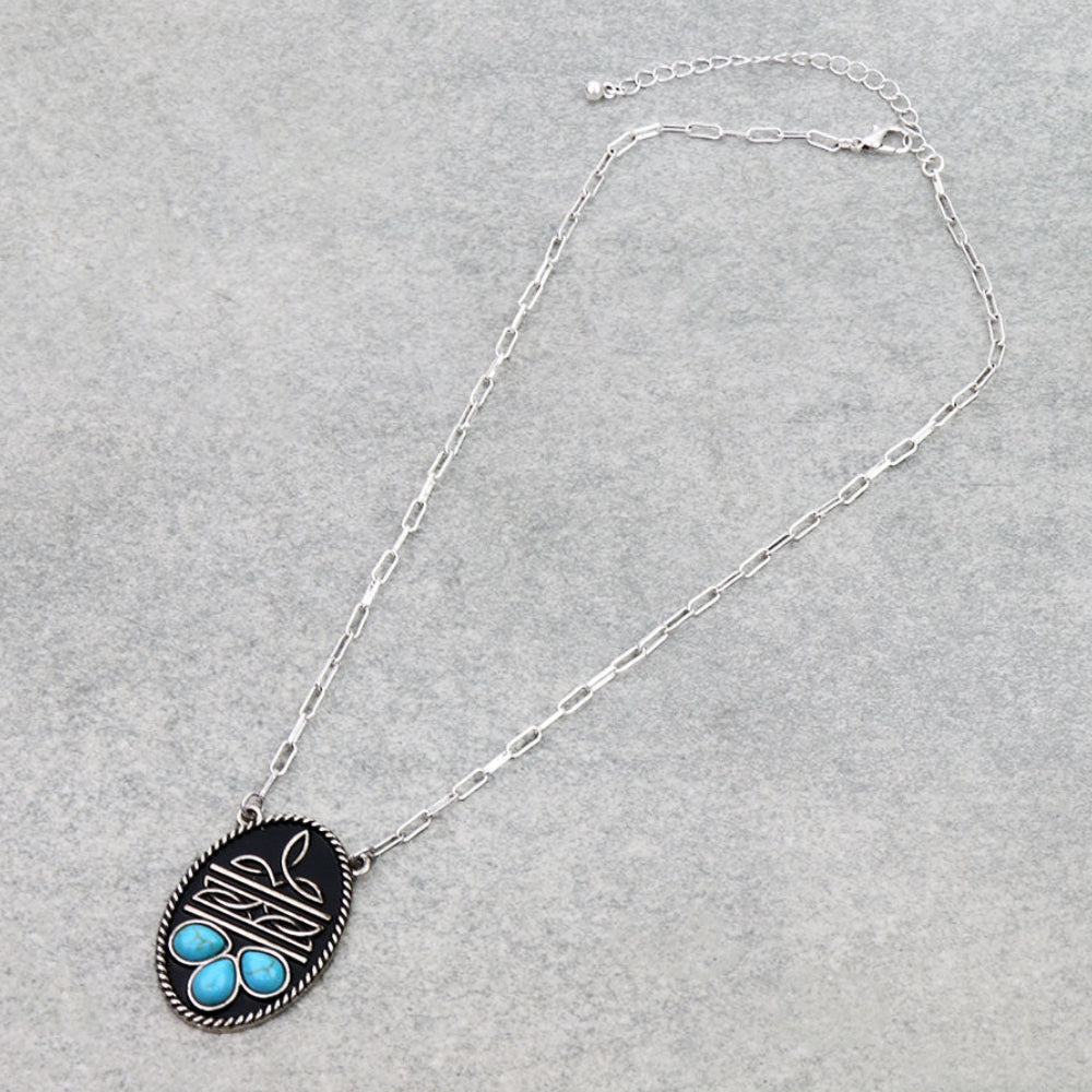 Boot Stitch Oval Necklace