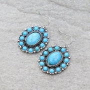 Concho Semi Stone Dangle Earrings