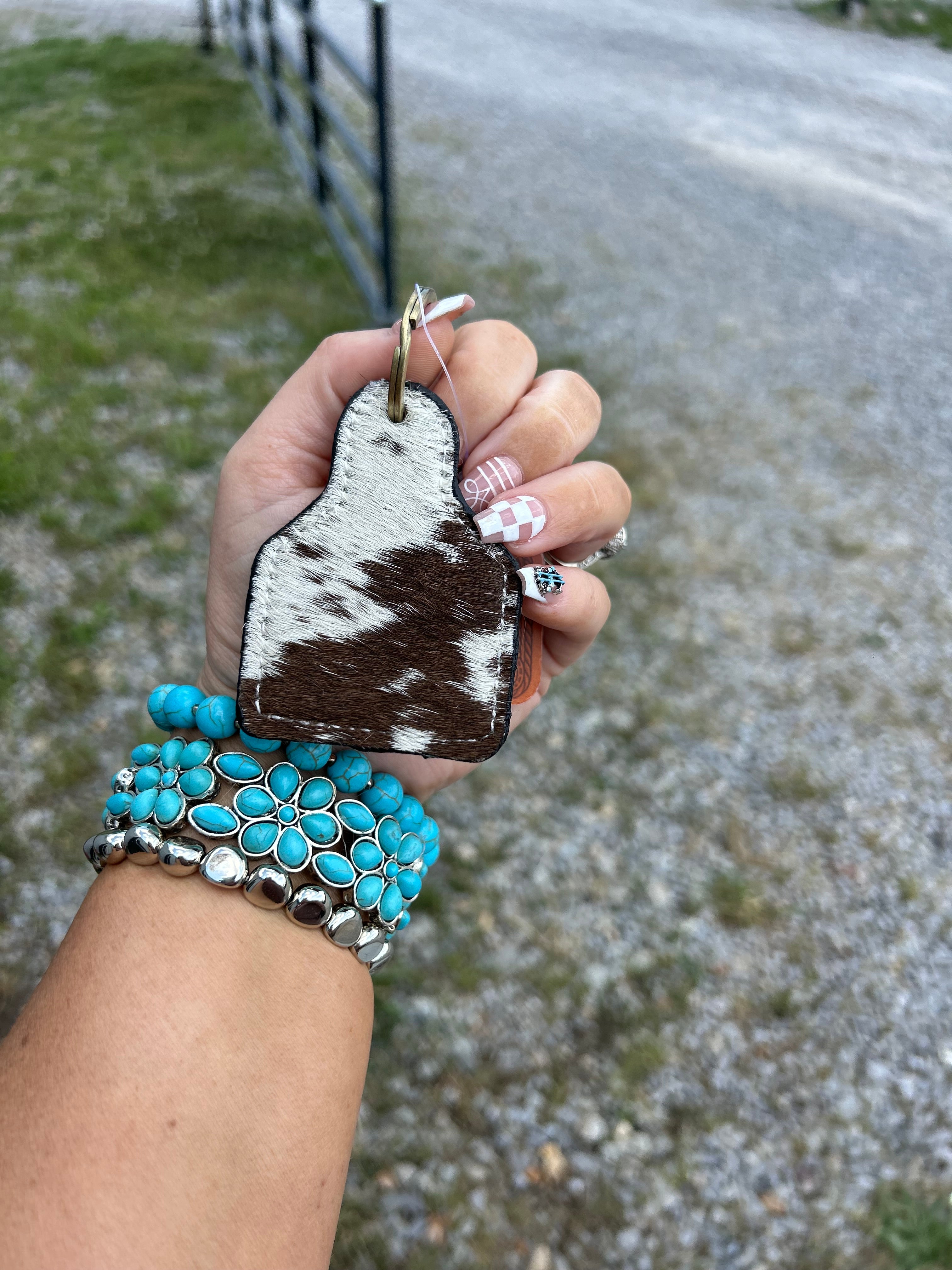 Cards All Cowhide Keychain