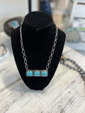 Western Square Stone Bar Necklace
