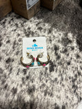 Western Round Stone Hoop Earrings