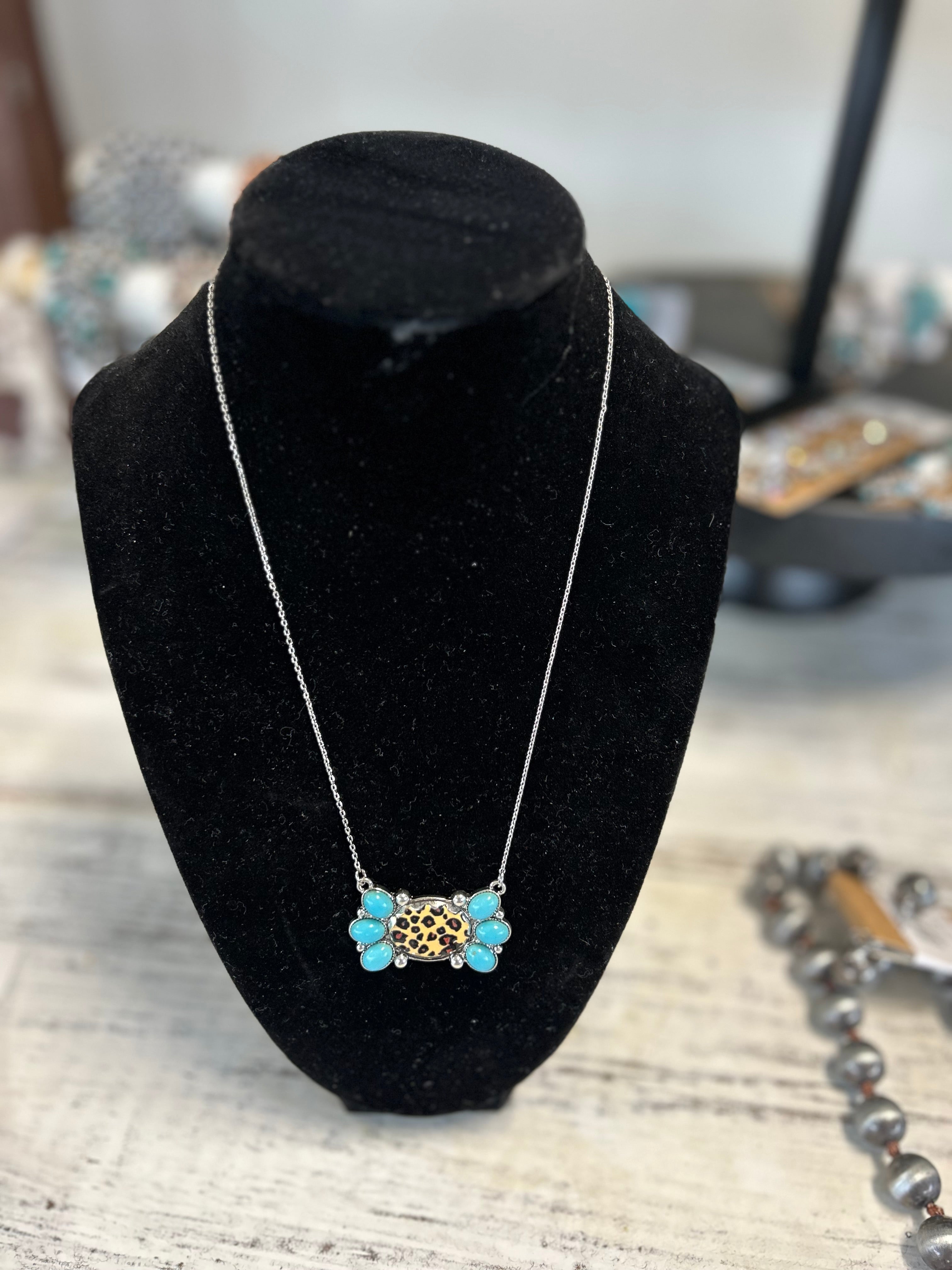 Western Leopard Belt Buckle Necklace