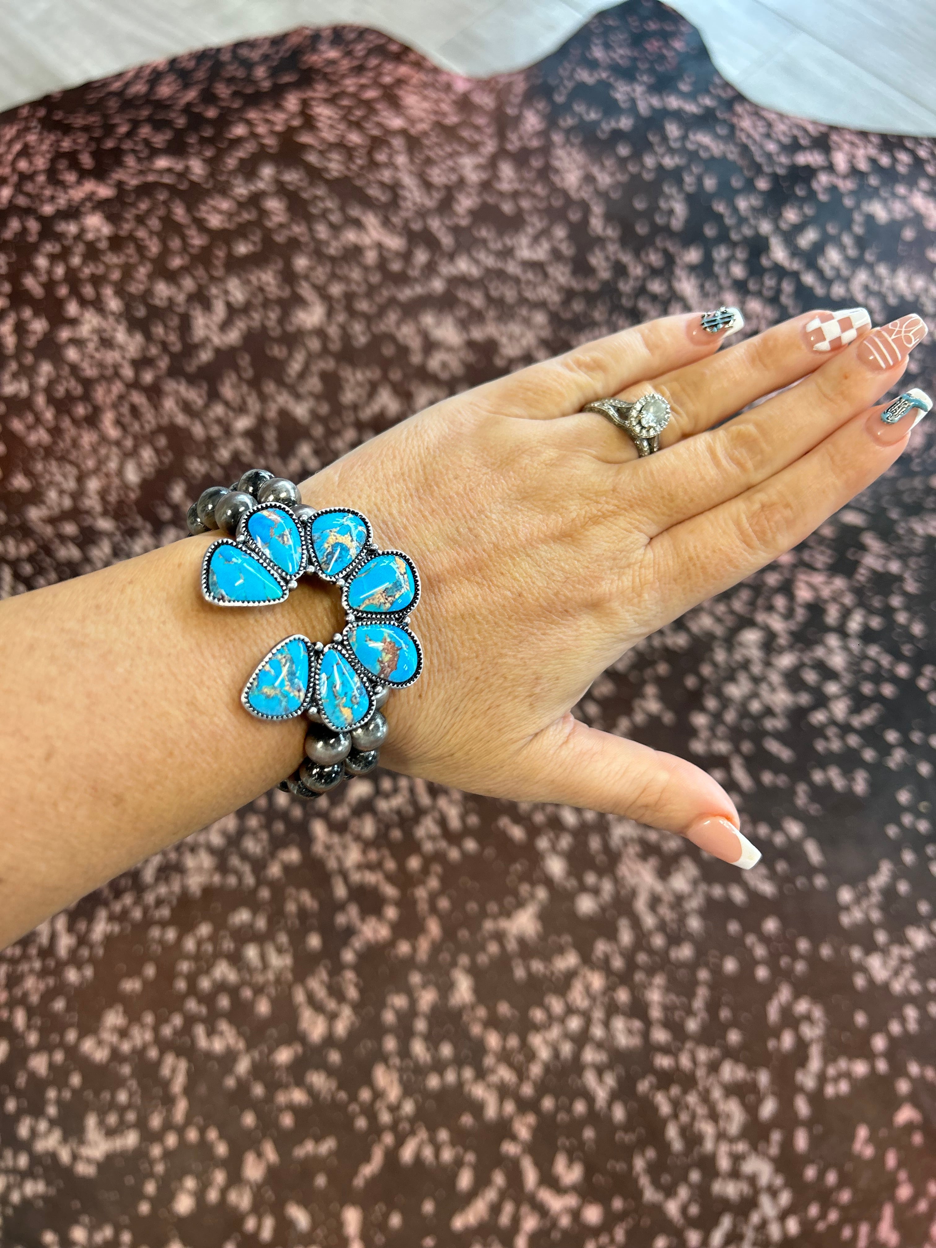 Western Squash Blossom Print Bracelet