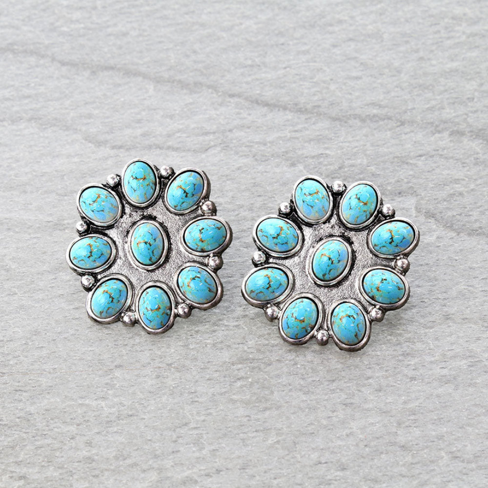 Turquoise Concho Stone Stud