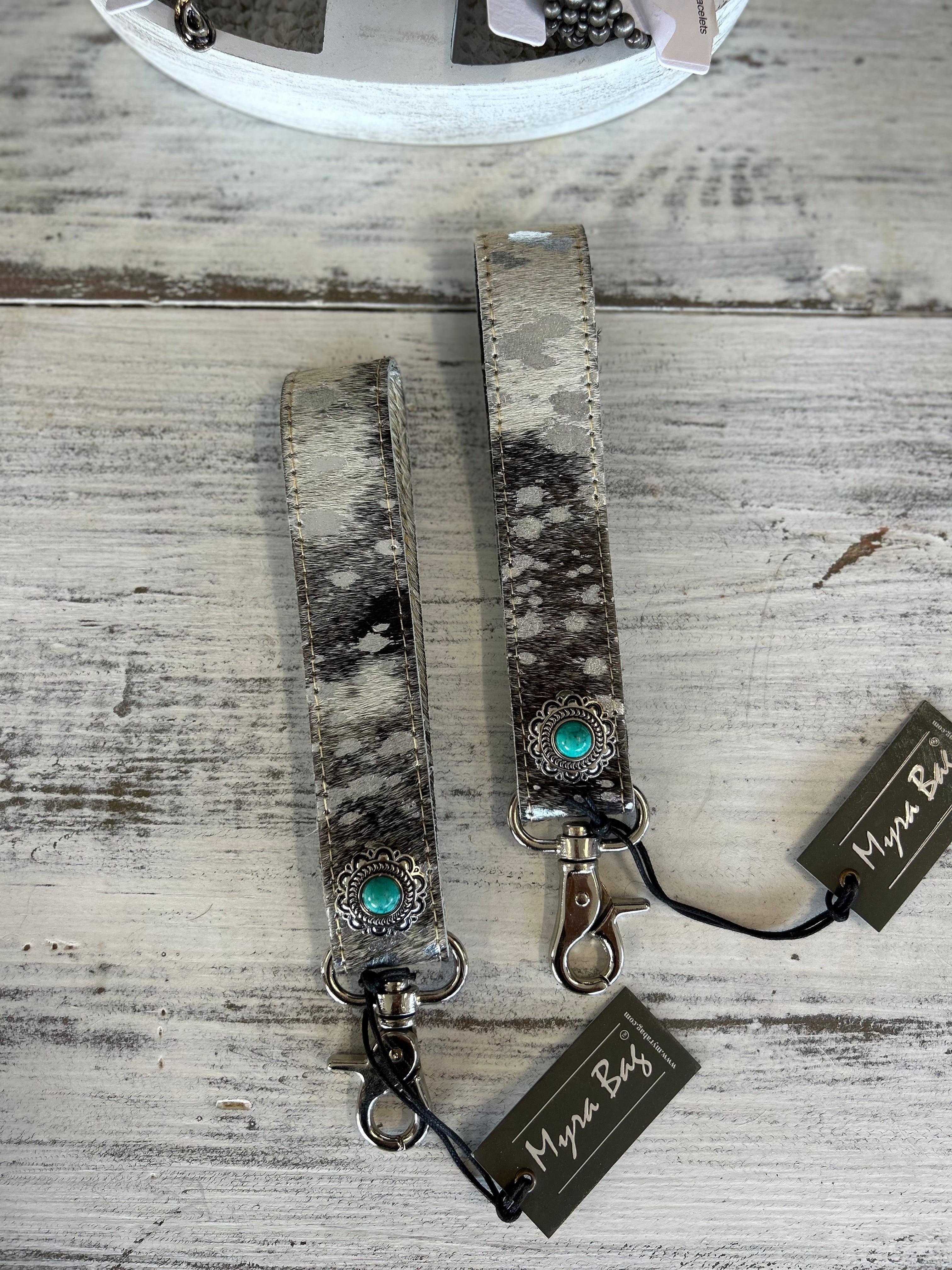 Myra Silver Sage Cowhide Key Fob