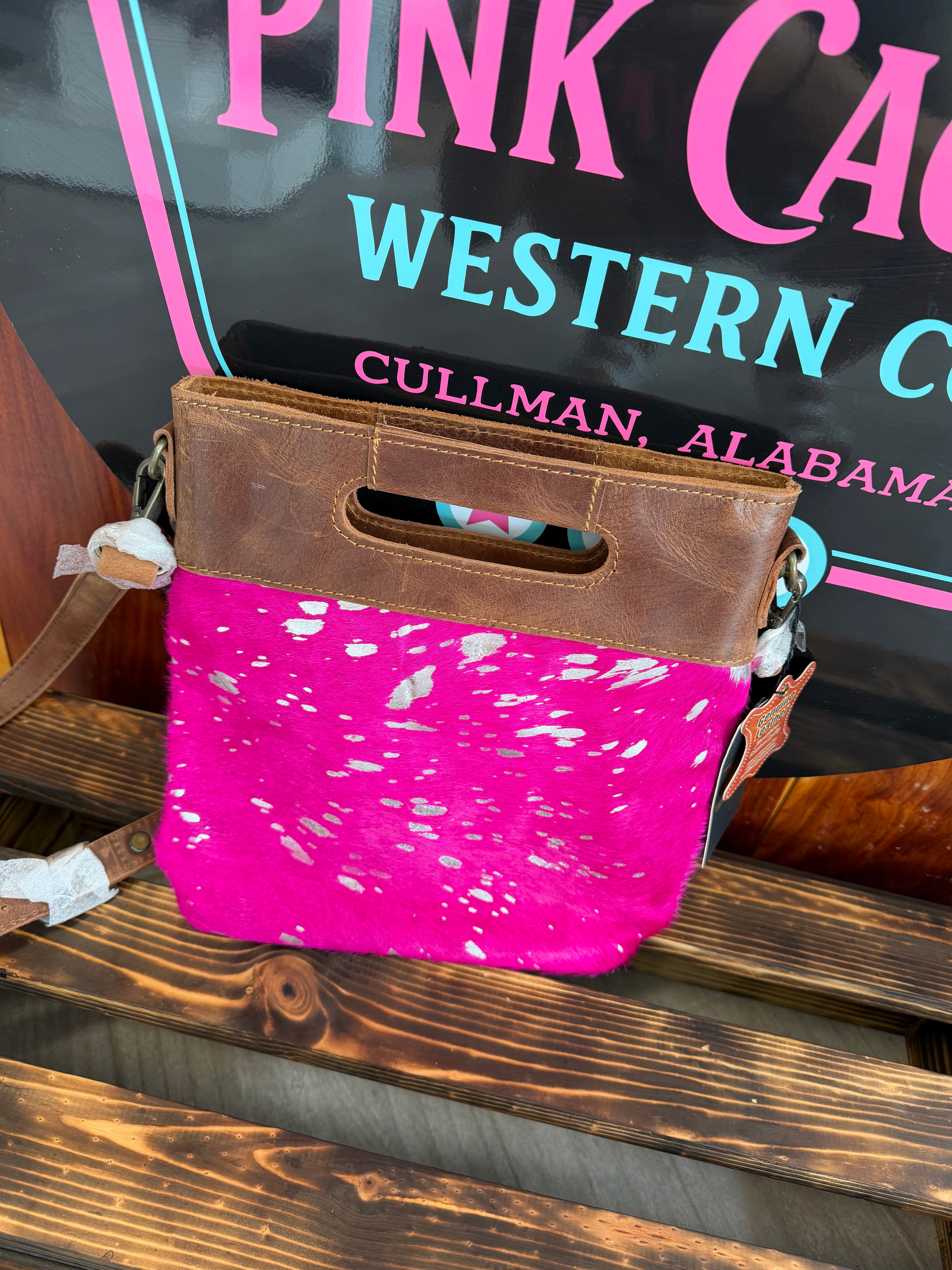 Hot Pink Hideaway Cowhide Crossbody