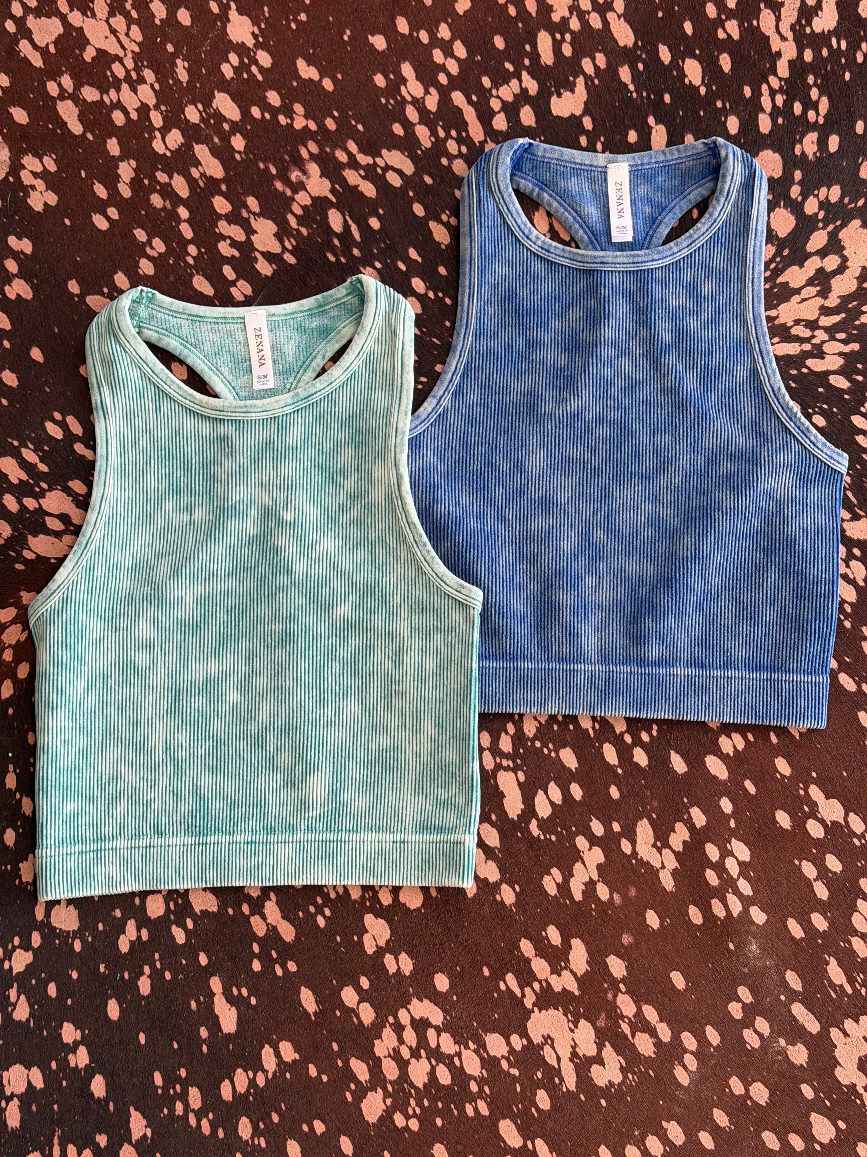 Washed Ribbed Cropped Tank