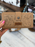 Wrangler Sand Tooled Floral Wallet