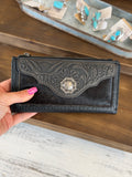 Midnight Tooled Cowhide Wallet