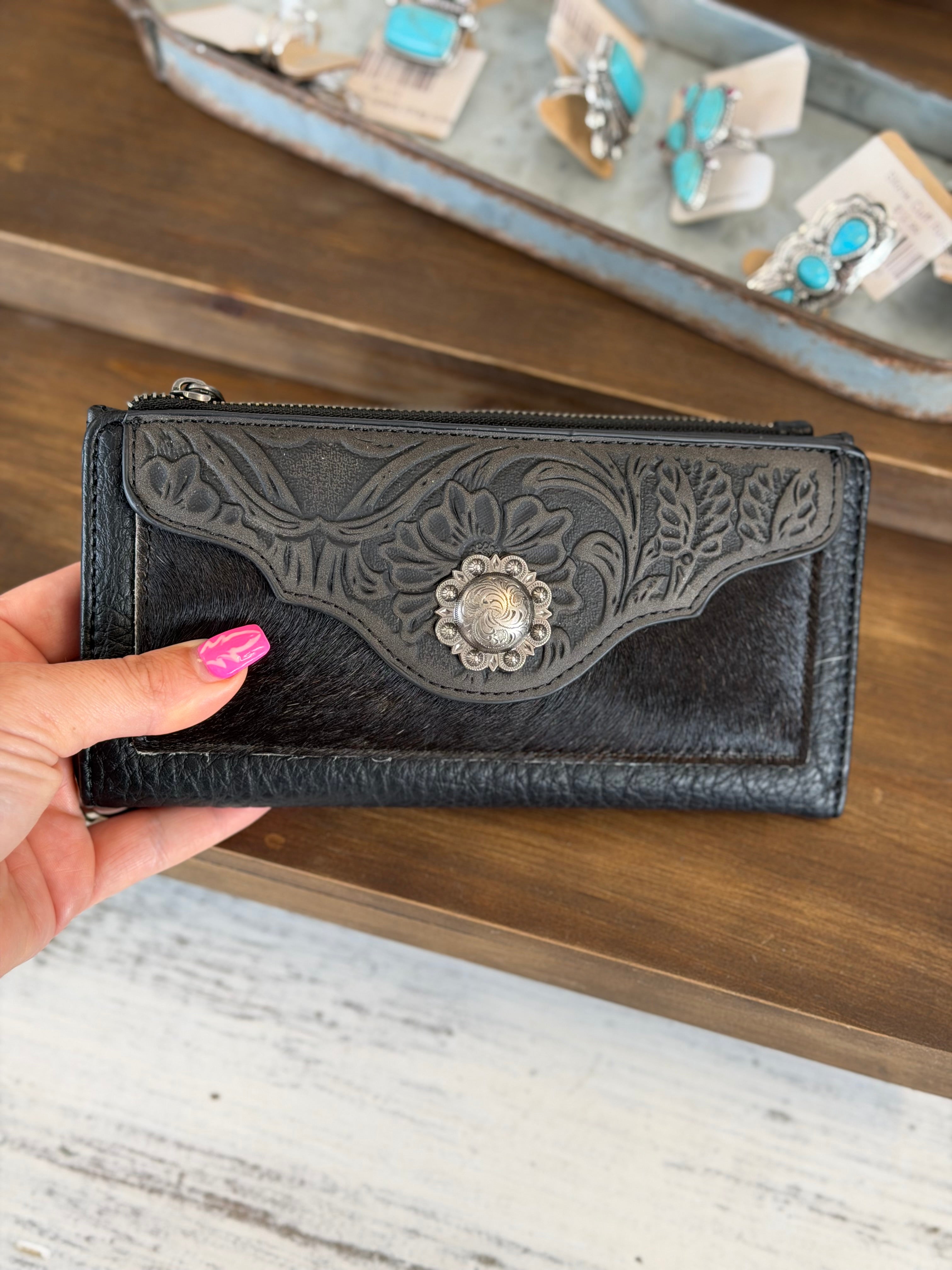 Midnight Tooled Cowhide Wallet