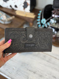 Wrangler Black Rose Tooled Wallet