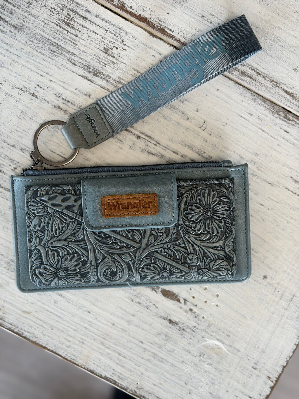 Wrangler Tooled Floral Wristlet Wallet