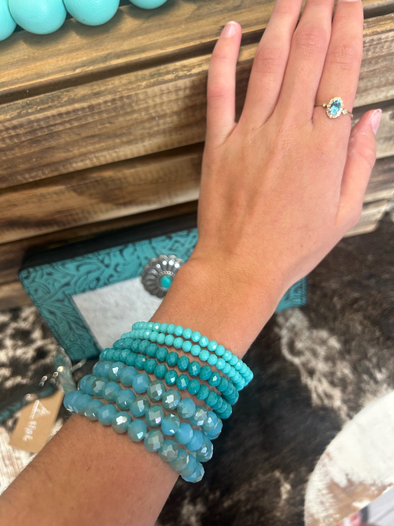 7 pcs Turquoise stackable bracelet
