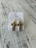 Iridescent Cross Drop Earrings