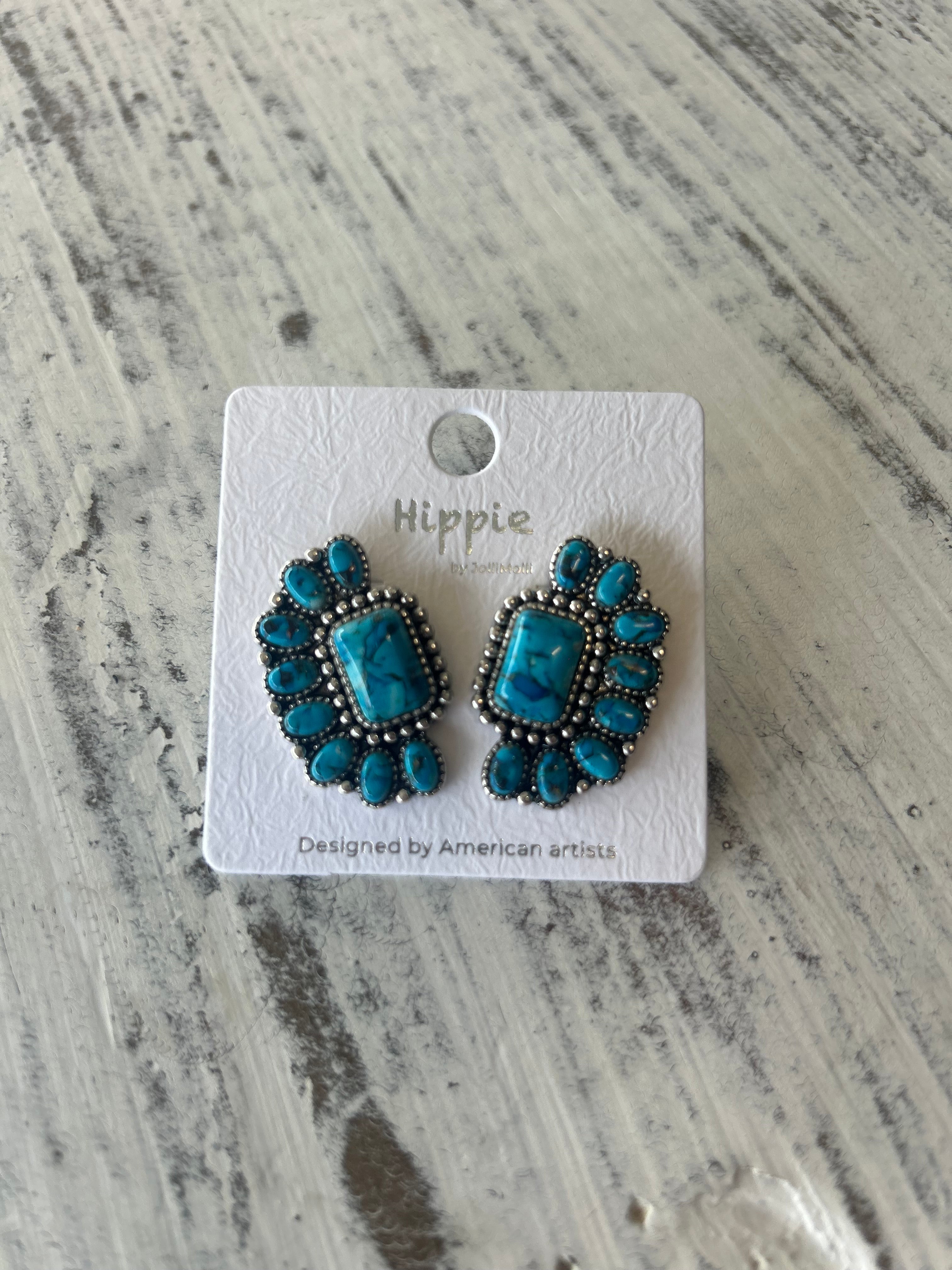 Turquoise Trail Cluster Stud Earrings