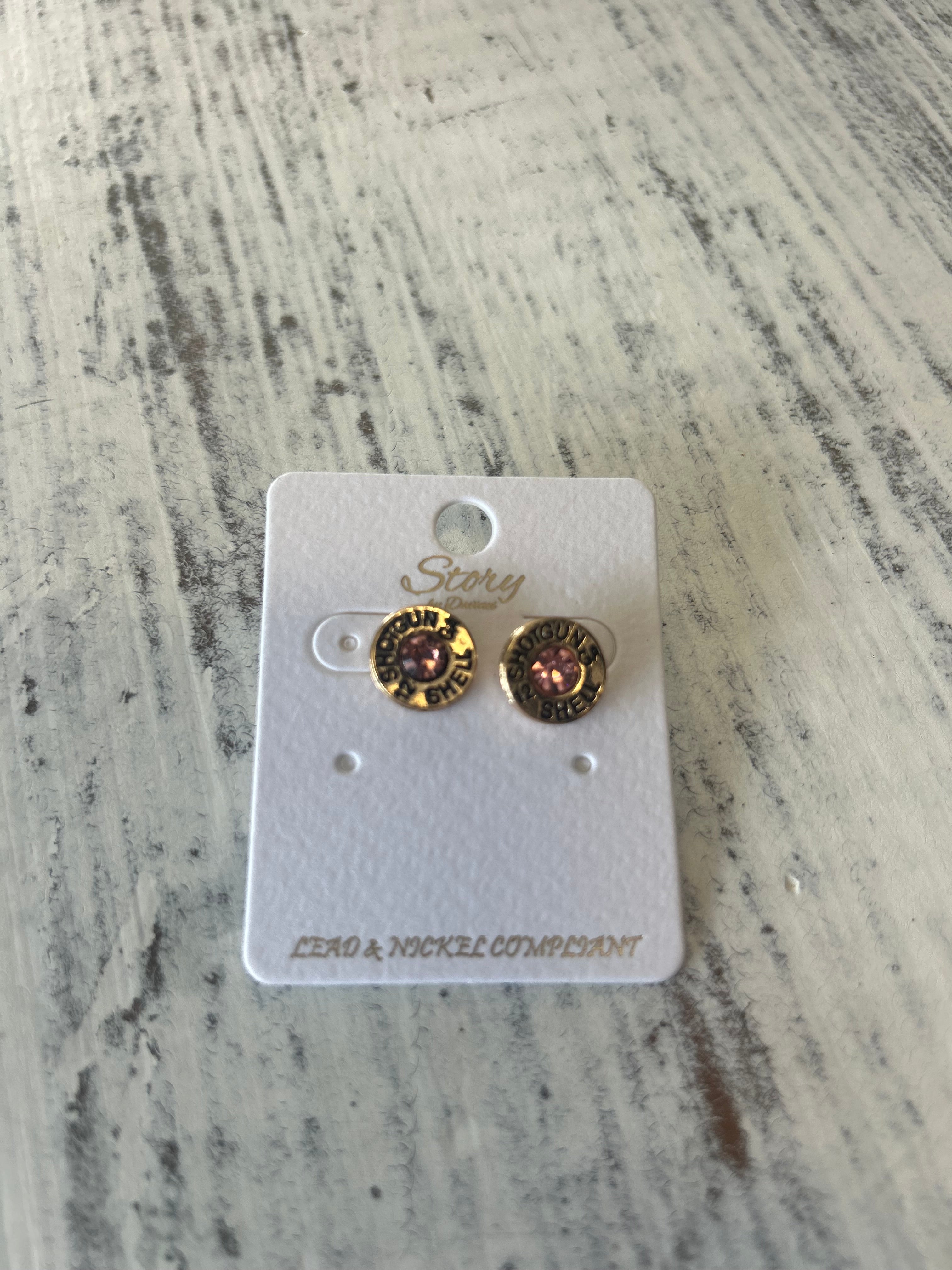 Pink Shotgun Shell Stud Earrings
