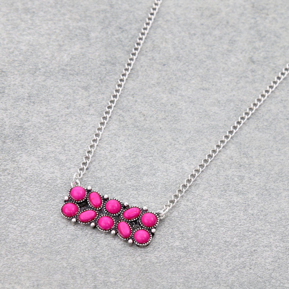 Pink Semi Stone Bar Necklace