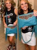 Myra Turquoise Trails Fringe Purse