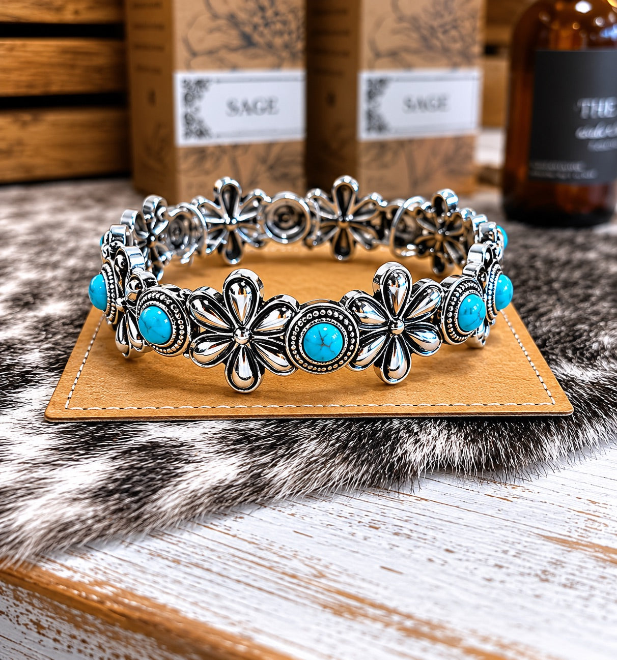 Western Concho Stone Stretch Bracelet