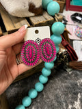 Pink Concho Cluster Stud Earrings