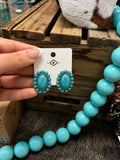 Oval Concho Stone Stud Earrings