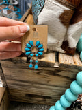Western Geometric Semi Stone Stud Earrings