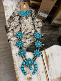 Navajo Style Pearl Squash Blossom Necklace Set