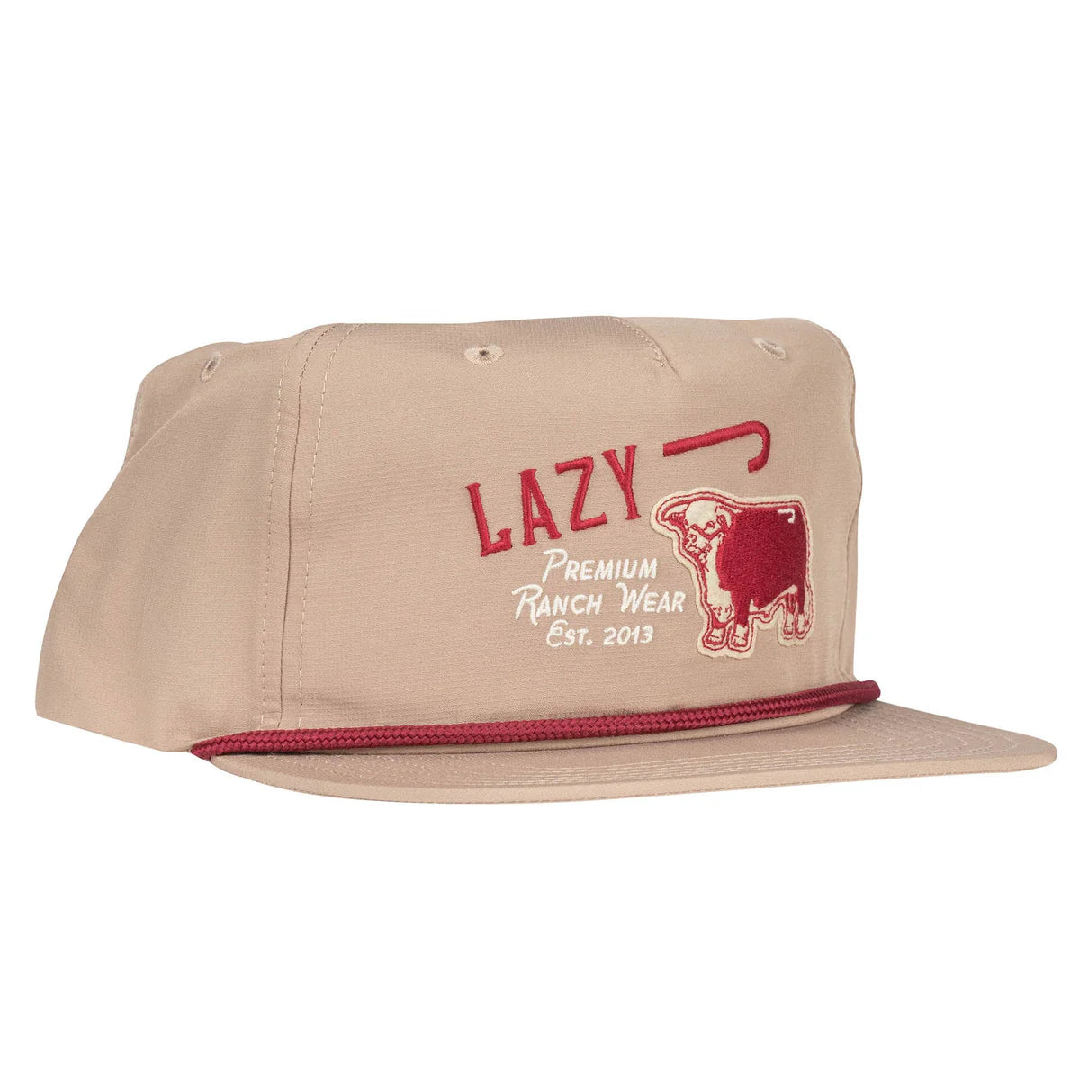 Lazy J Ranch Tan Red Premium Ranch Rope Trucker Hat