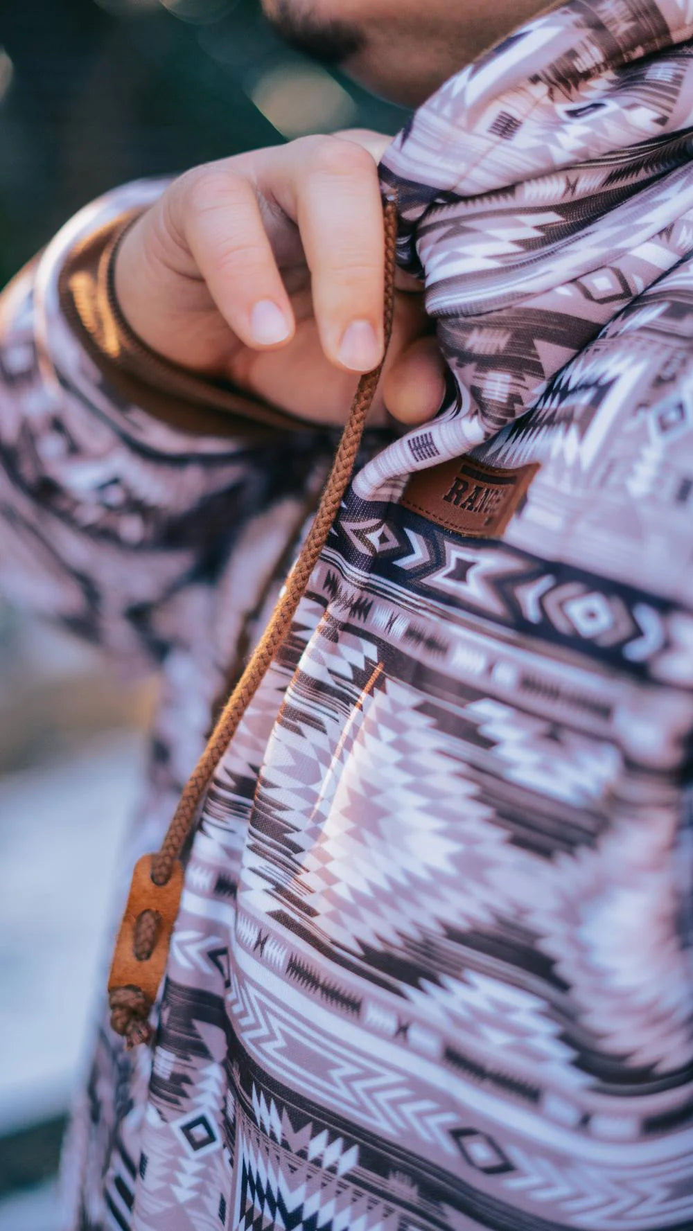 Lazy J Ranch Aztec Long Sleeve Hoodie - Brown