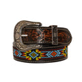 Mrya Beaded Tooled Leather Belt