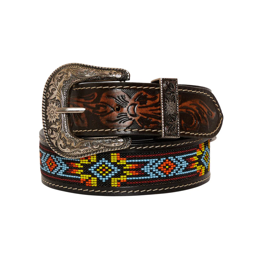 Mrya Beaded Tooled Leather Belt