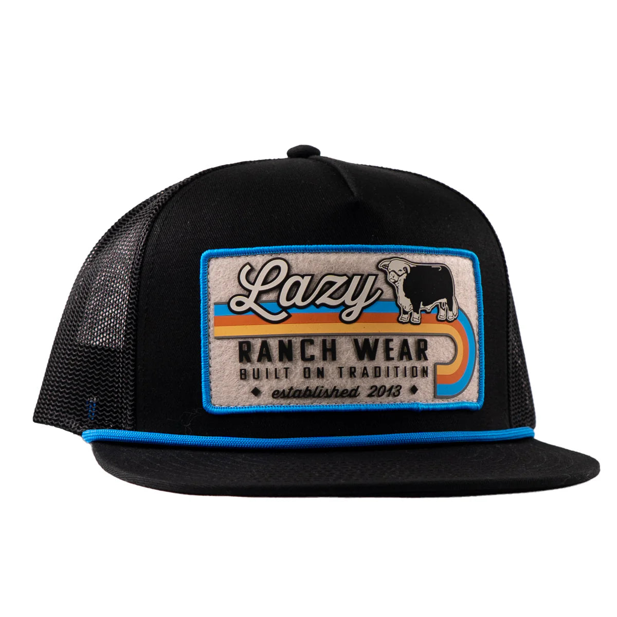 Lazy J Ranch Black Van Horn Classic Rope Trucker Hat