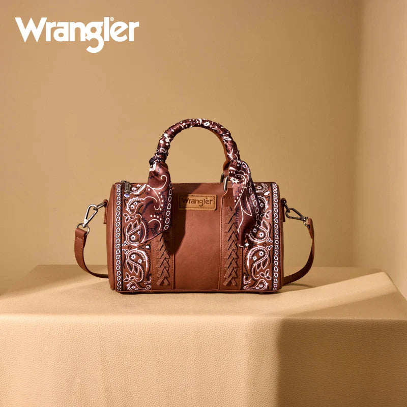 Wrangler Paisley Print Barrel Crossbody Bag
