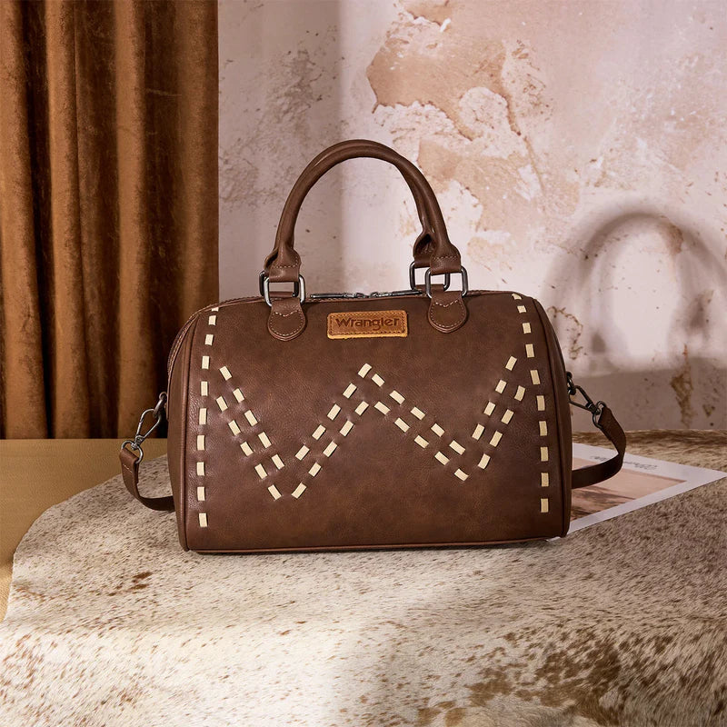 Wrangler Stitch Barrel Satchel Crossbody Bag