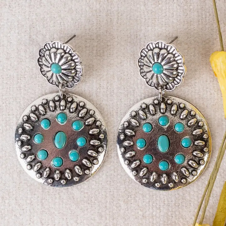 Turquoise Moonshine Statement Earrings