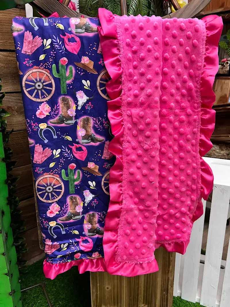 Cactus Cowgirl Minky Blanket