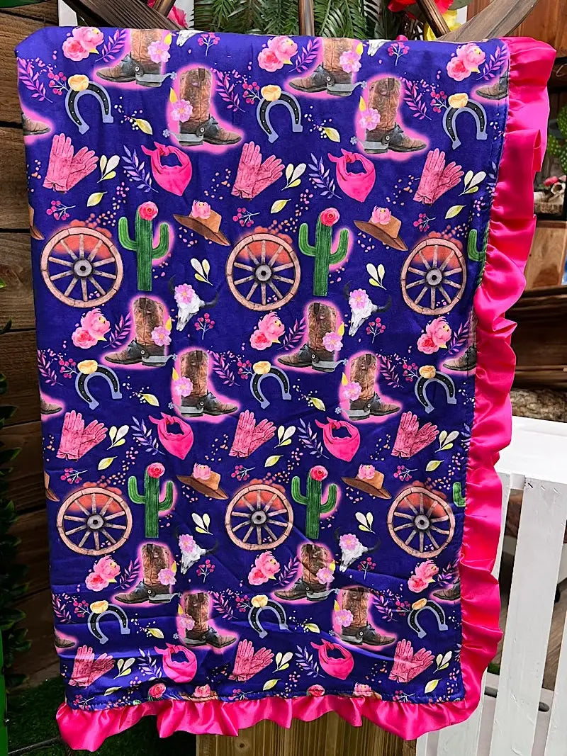 Cactus Cowgirl Minky Blanket